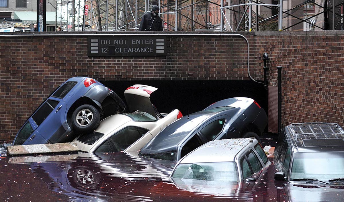 cars in storm surge