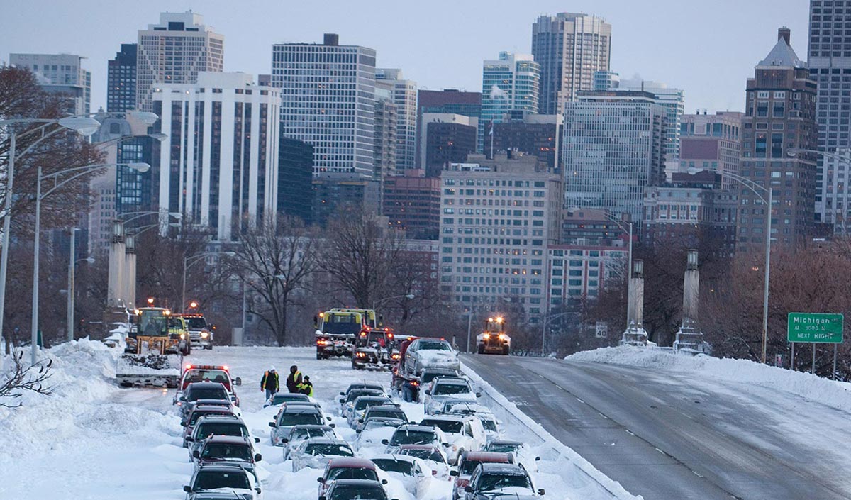 cars in the snow